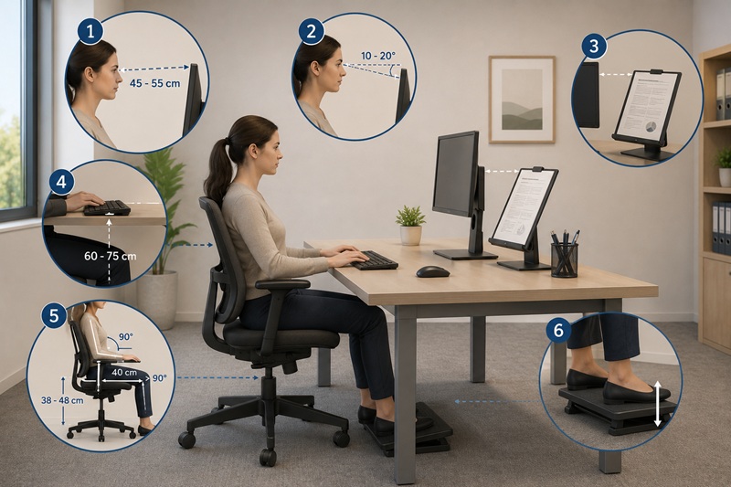 Medidas recomendadas del puesto de trabajo